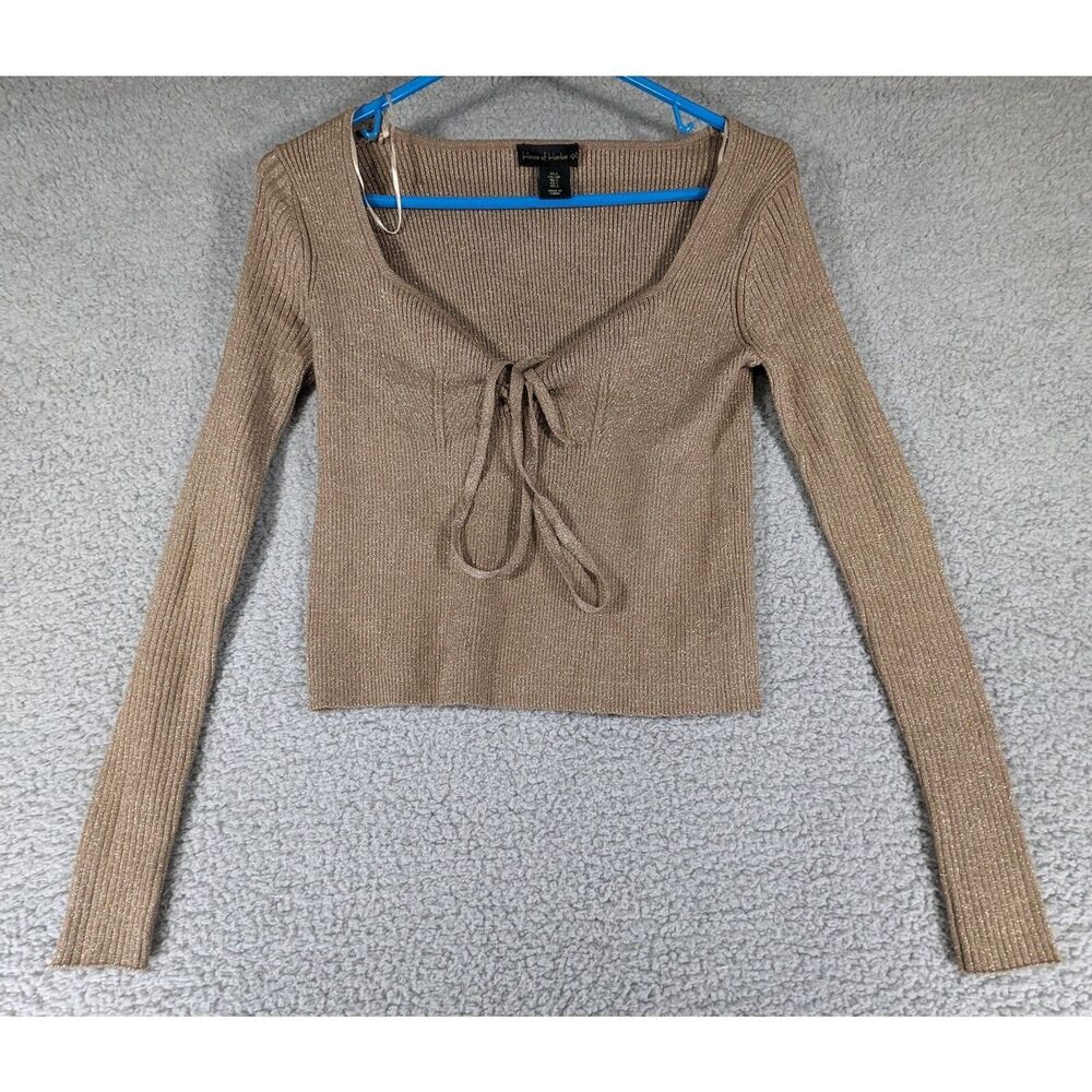 House of Harlow 1960Crop Top Womens Size Small  Womens Ribbed Knit Long Sleeve